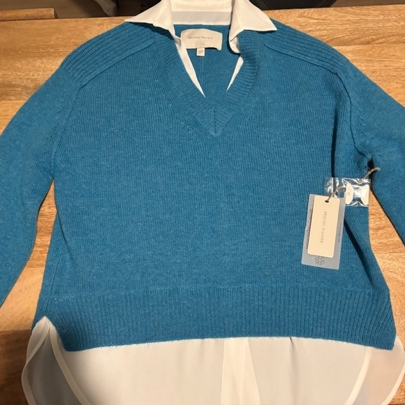 Brochu Walker Women's Looker Layered V-Neck in Laguna Blue - Picture 3 of 6